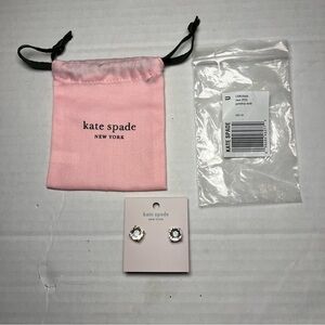 NWT Kate Spade Crystal Clear Faux Diamond Gold Plated Earrings with Dust Bag